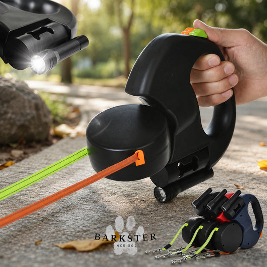 Correa retráctil doble 4 en 1 con giro 360º | USB recargable