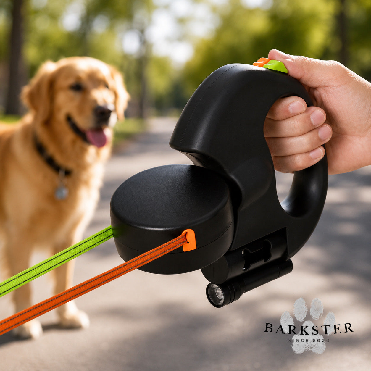 Correa retráctil doble 4 en 1 con giro 360º | USB recargable
