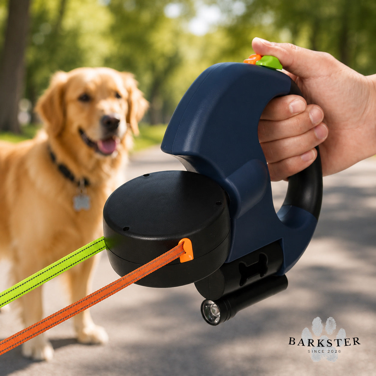 Correa retráctil doble 4 en 1 con giro 360º | USB recargable