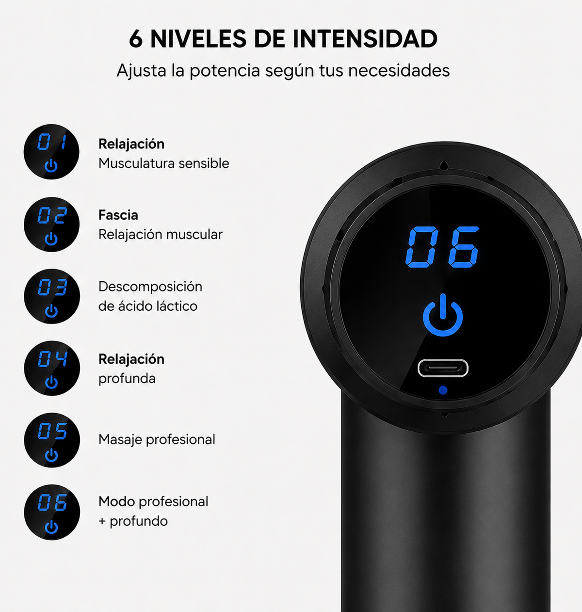 Pistola de masajes portátil